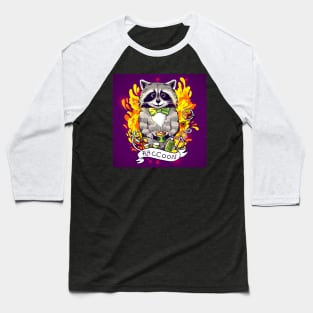 beautiful-cartoon-poster-raccoon-drinks-black-tea Baseball T-Shirt